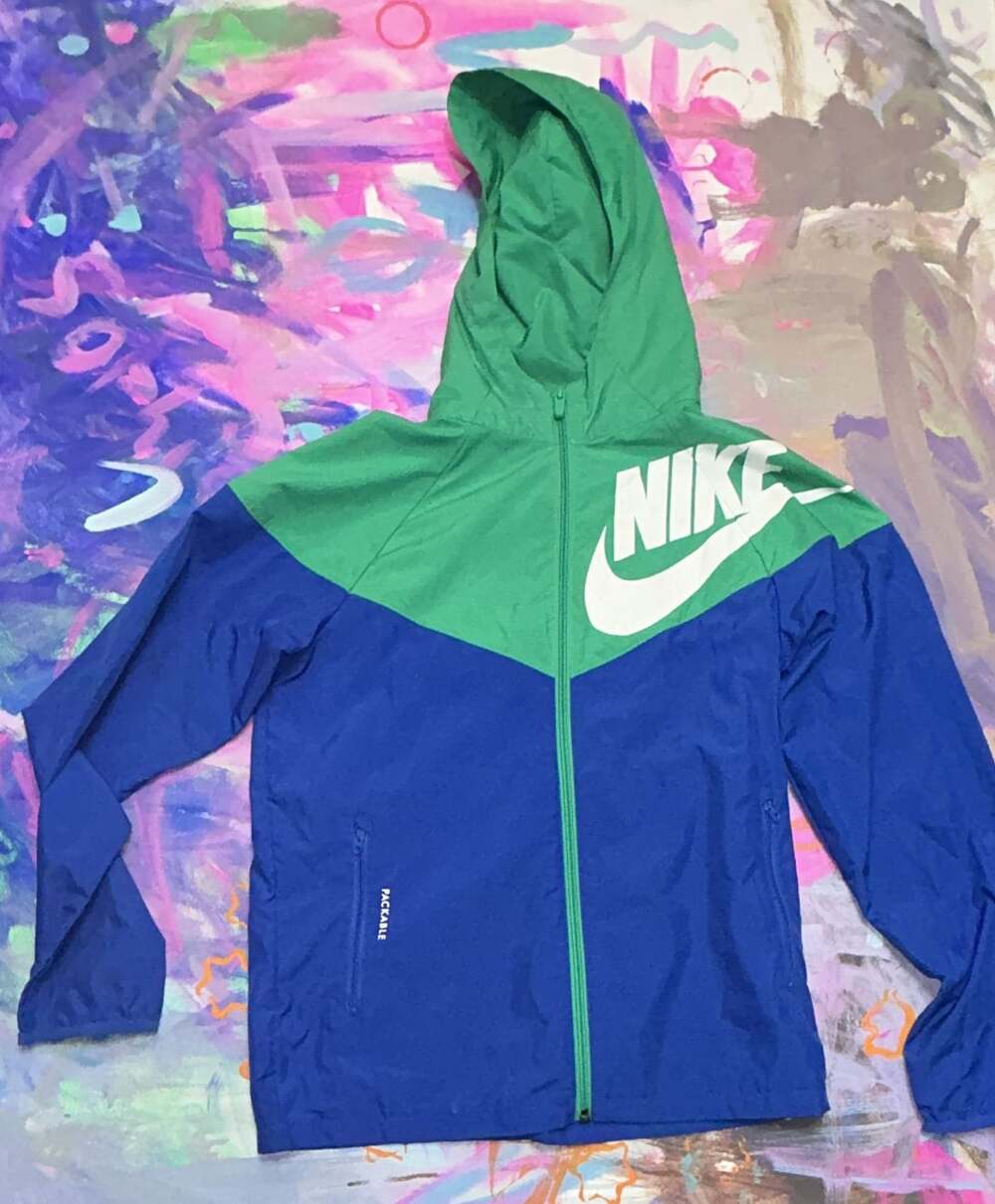 Nike Green and Blue Packable Windbreaker Jacket Youth Large